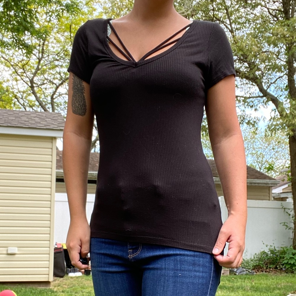 Black Strappy Hollister Top